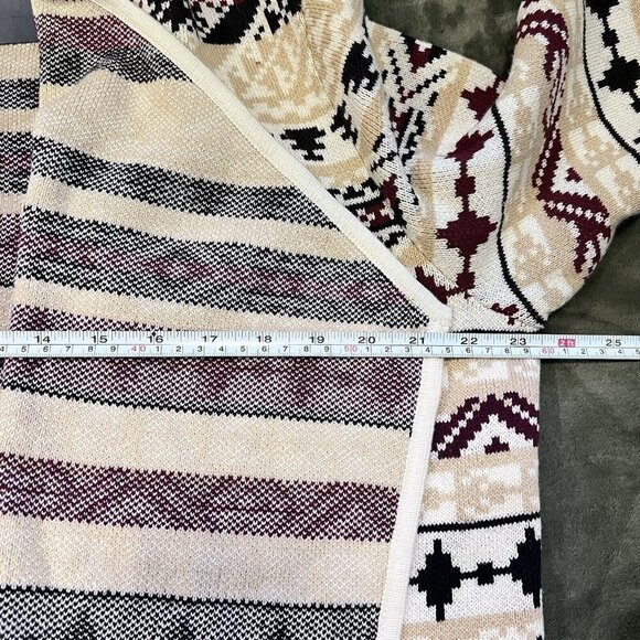 Lucky Brand Aztec Jacquard Open Front Long Sleeve Knit Cardigan Size XL Boho - Picture 8 of 9